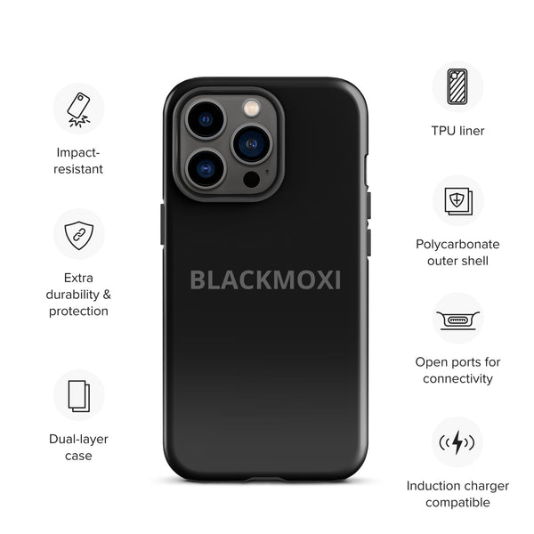 BlackMoxi Tough Case for iPhone® w/blk lettering