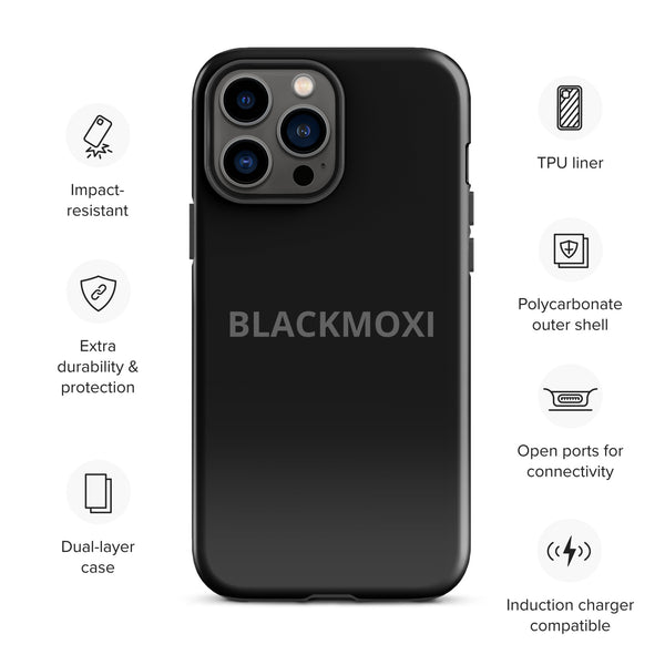 BlackMoxi Tough Case for iPhone® w/blk lettering