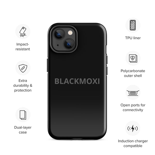 BlackMoxi Tough Case for iPhone® w/blk lettering