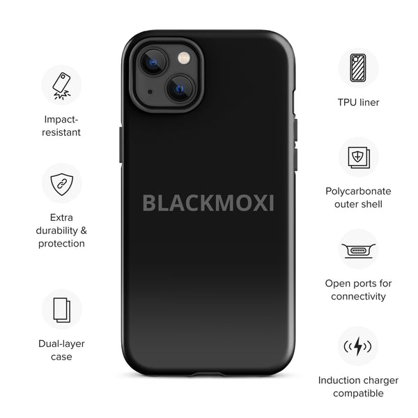 BlackMoxi Tough Case for iPhone® w/blk lettering