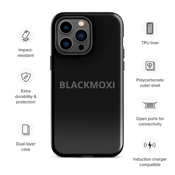 BlackMoxi Tough Case for iPhone® w/blk lettering