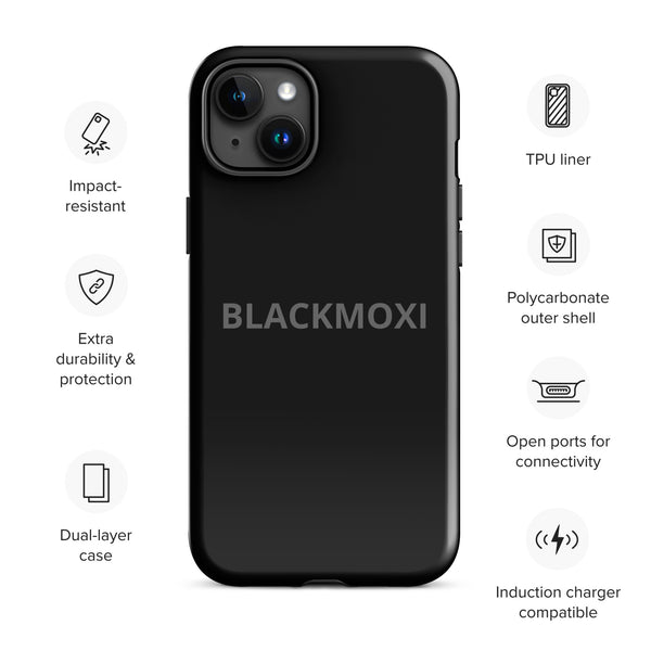 BlackMoxi Tough Case for iPhone® w/blk lettering