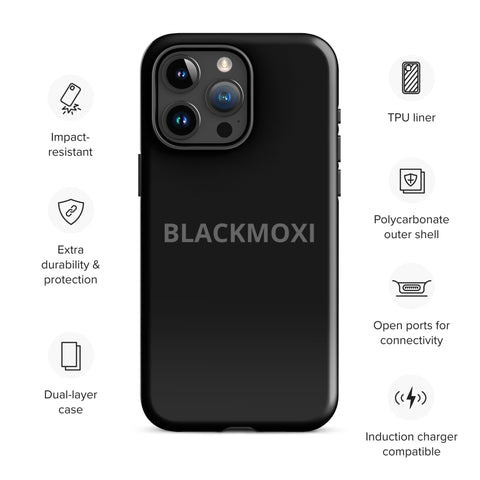 BlackMoxi Tough Case for iPhone® w/blk lettering