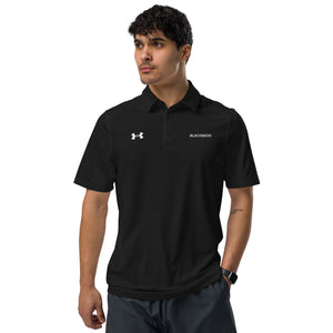 BlackMoxi Under Armour® men's polo w/wht lettering