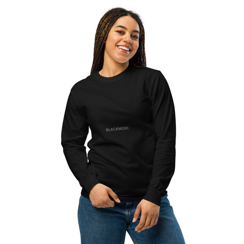BlackMoxi heavyweight long-sleeve shirt w/blk lettering