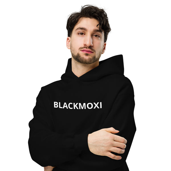 BlackMoxi Unisex oversized hoodie w/wht lettering XXX