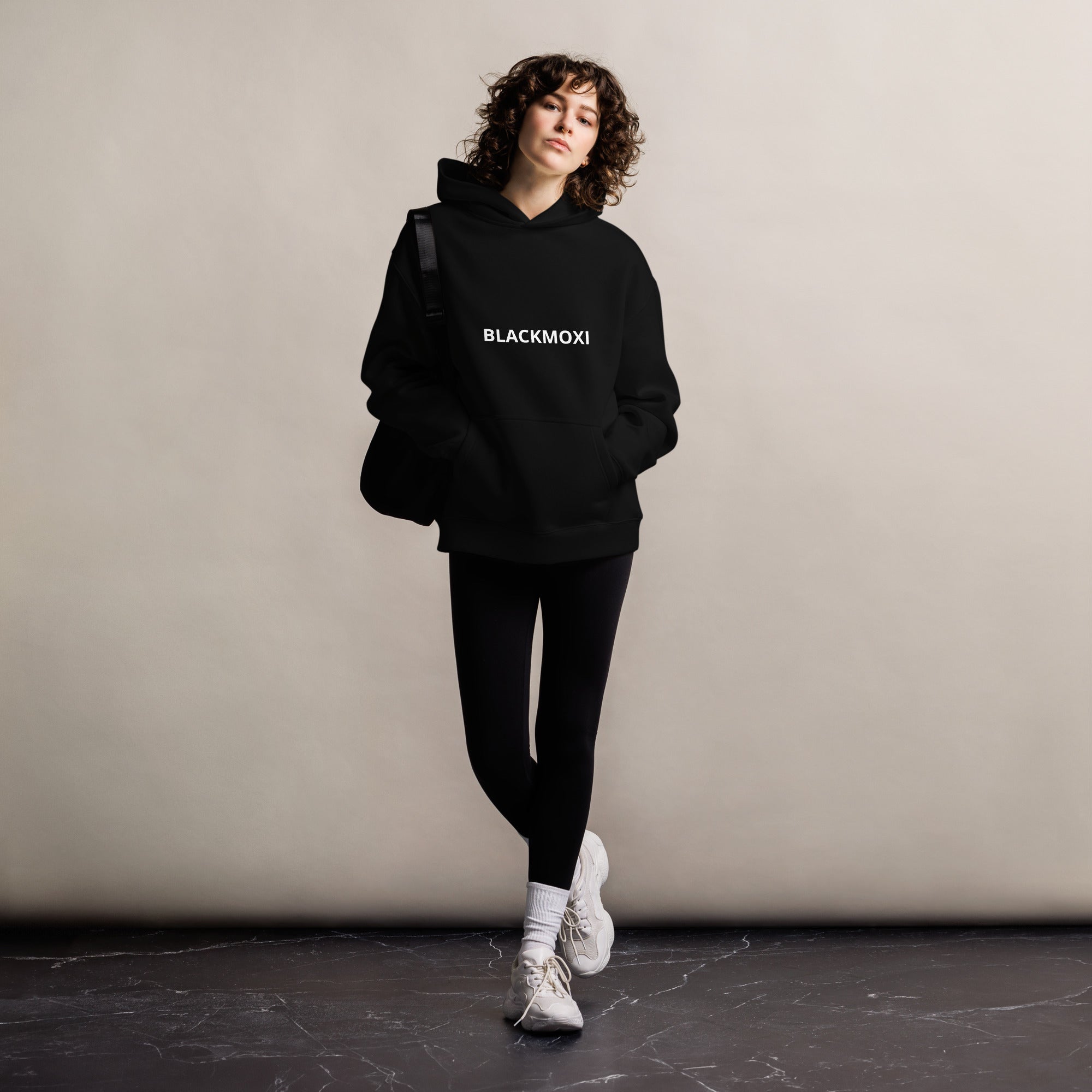 BlackMoxi Unisex oversized hoodie w/wht lettering XXX