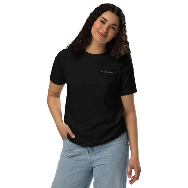 BlackMoxi Unisex staple eco t-shirt w/blk lettering