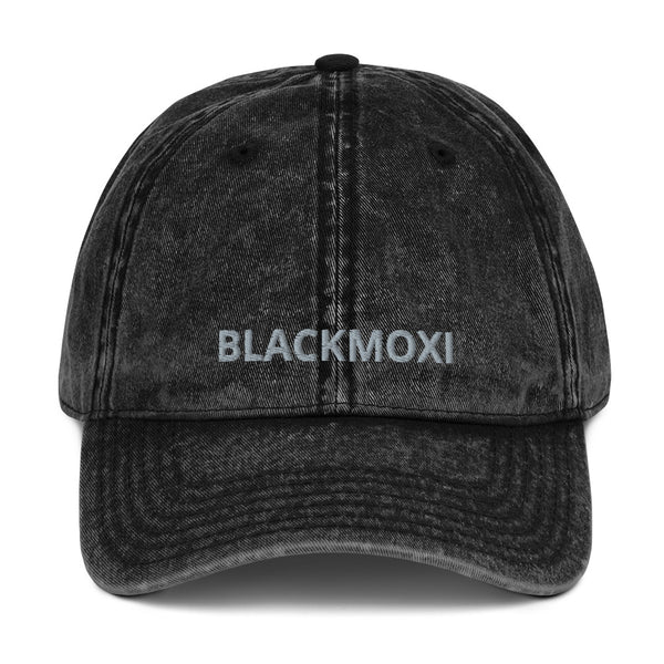 BlackMoxi Vintage Cotton Twill Cap w/blk lettering