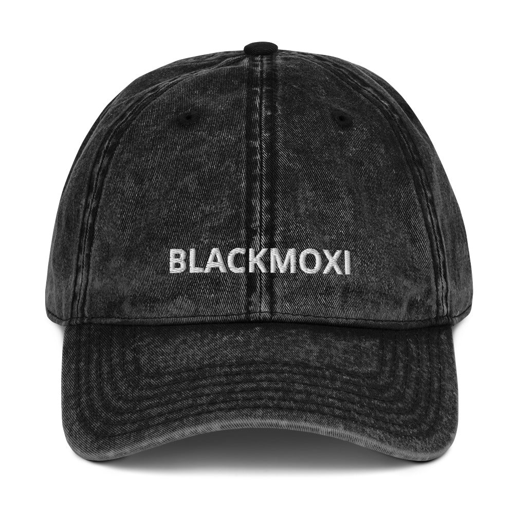 BlackMoxi Vintage Cotton Twill Cap w/wht lettering