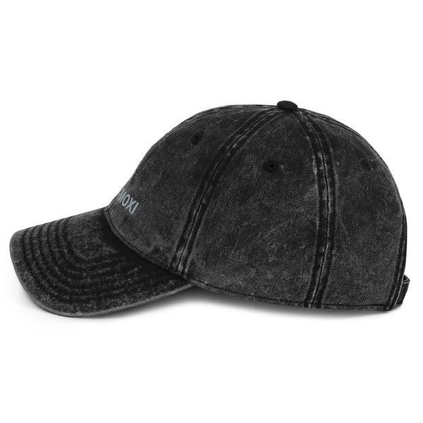 BlackMoxi Vintage Cotton Twill Cap w/blk lettering