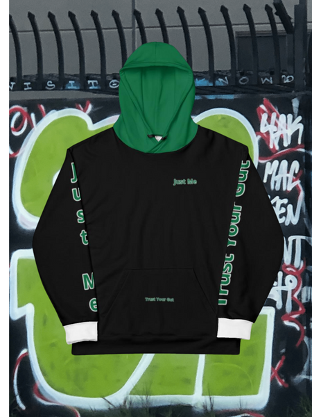 Hoodies4You "Just Me" "Trust Your Gut" Black w/White Cuffs and Hood