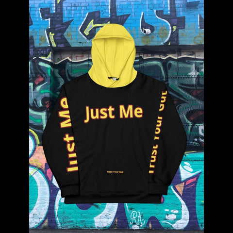 Hoodies4you "Just Me" "Trust Your Gut" All Black w/Yellow Letter