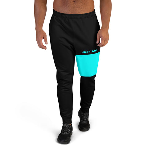 Hoodies4You "Just Me" Aqua Blue Block Logo Men's Joggers Pants #022