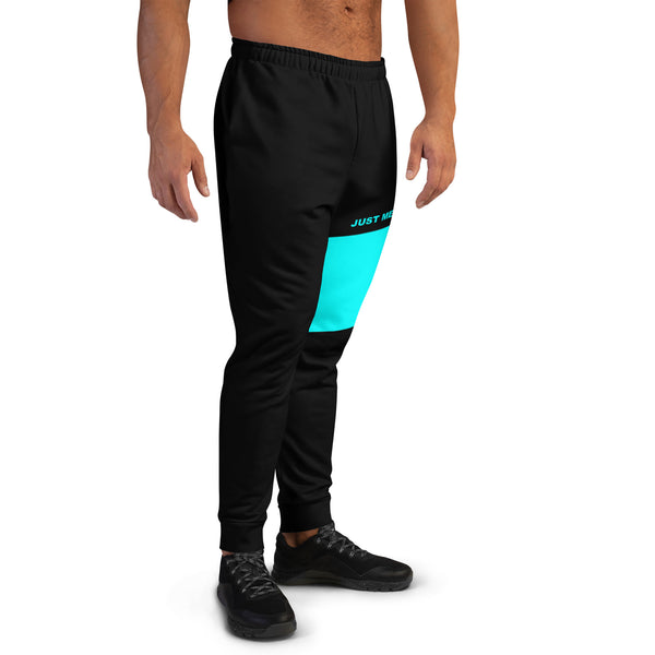 Hoodies4You "Just Me" Aqua Blue Block Logo Men's Joggers Pants #022
