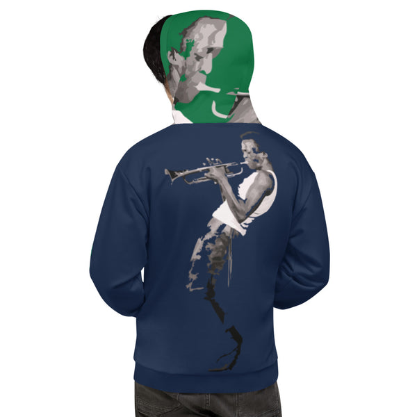Hoodies4you "Just Me" "Trust Your Gut" Miles Davis Blue w/Forest Green Hood