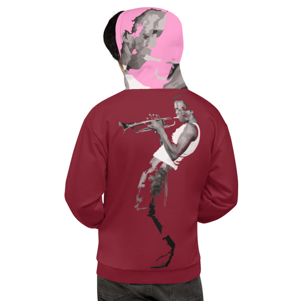 Hoodies4you "Just Me" "Trust Your Gut" Miles Davis Ruby Red w/Bubble Gum Pink Hood