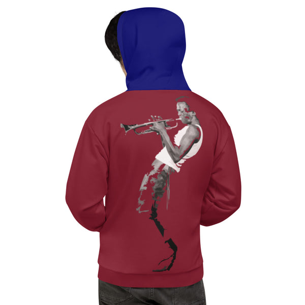 Hoodies4you "Just Me" "Trust Your Gut" Miles Davis Ruby Red w/Blue Hood