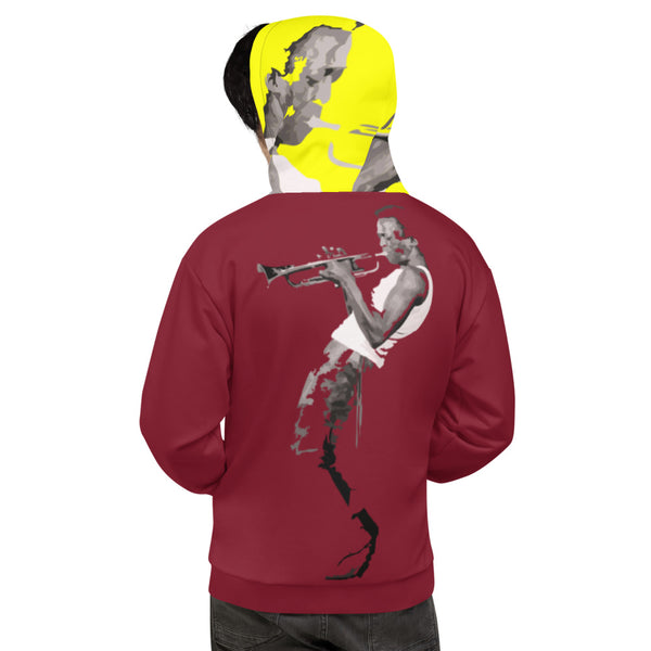 Hoodies4you "Just Me" "Trust Your Gut" Miles Davis Ruby Red w/Yellow Hood
