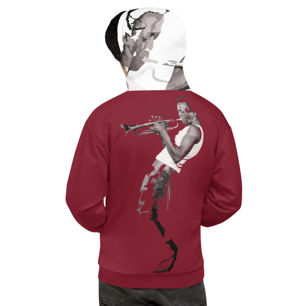Hoodies4you "Just Me" "Trust Your Gut" Miles Davis Ruby Red w/ White Hood