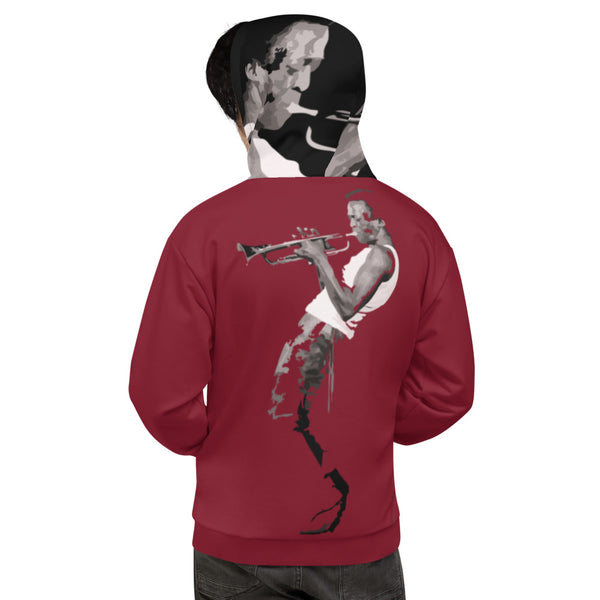 Hoodies4you "Just Me" "Trust Your Gut" Miles Davis Ruby Red w/ Black Hood