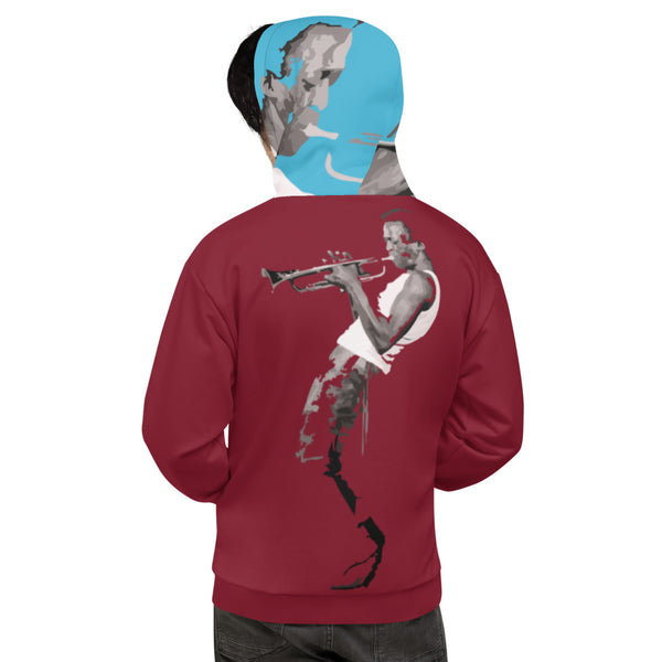 Hoodies4you "Just Me" "Trust Your Gut" Miles Davis Ruby Red w/Blue Hood
