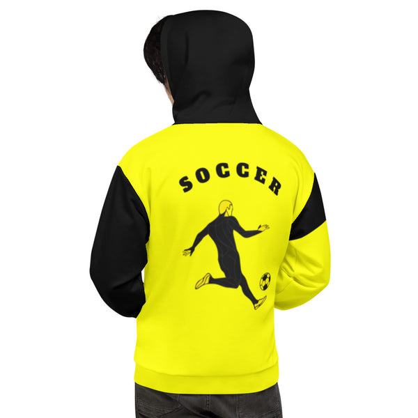 Hoodies4You "Just Me" "Trust Your Gut", Men's Soccer Yellow w/Black Hood W/Back Tag