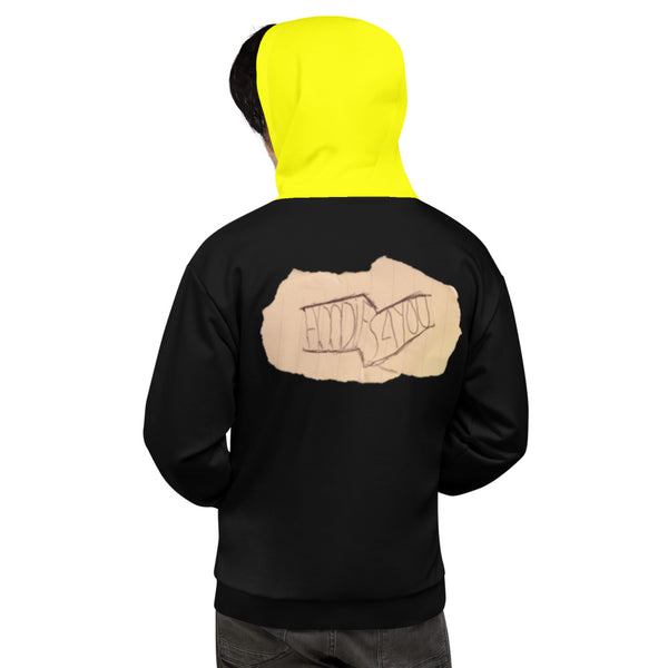 Hoodies4You "Just Me" "Trust Your Gut" Black w/ Green Letter and Yellow Hood (Back Tag)