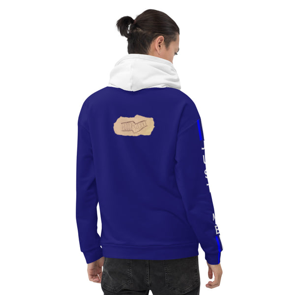 Hoodies4You "Just Me" Dual Stripes Blue w/White Hood