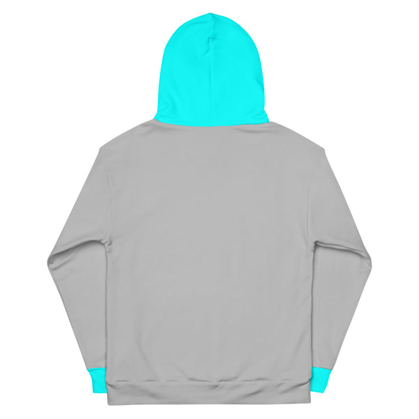 Hoodies4you "Just Me" "Trust Your Gut" Grey w/Aqua Blue Cuffs and Hood