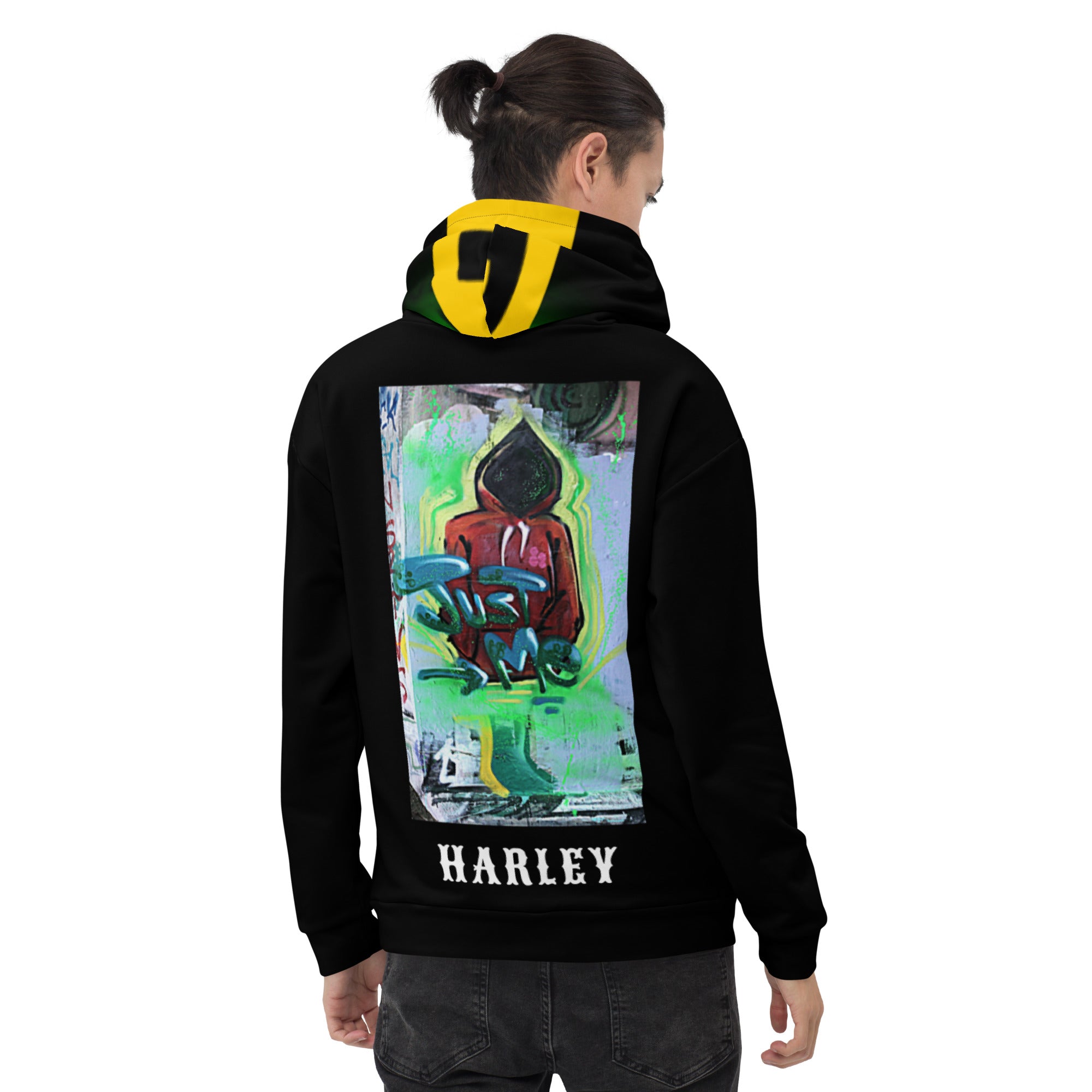 Hoodies4You "Harley" Black w/Black, Green & Yellow Hood