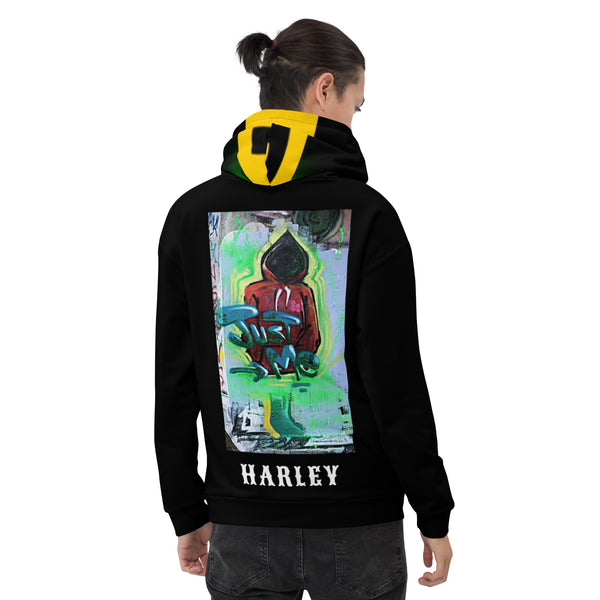 Hoodies4You "Harley" Black w/Black, Green & Yellow Hood