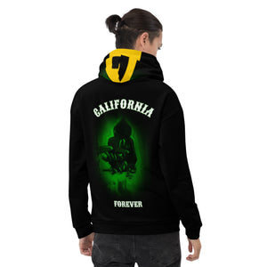 Hoodies4You "Just Me" Green "California Forever" Back and Front  w/Black Hood