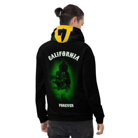 Hoodies4You "Just Me" Green "California Forever" Back and Front  w/Black Hood