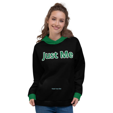 Hoodies4you "Just Me" Black w/Forest Green Cuffs and Hood