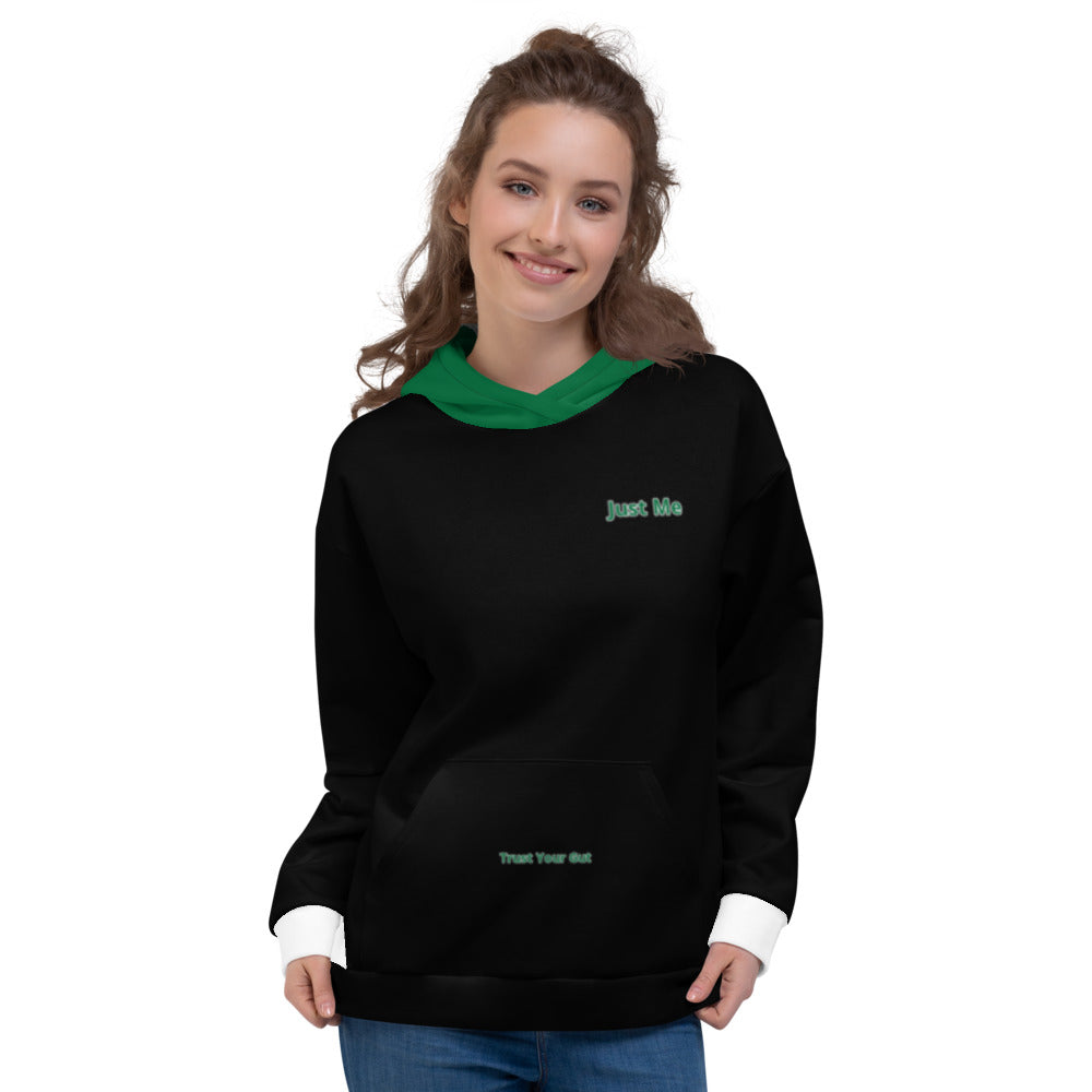 Hoodies4You "Just Me" Black w/White Cuffs and Forest Green Hood (SP)