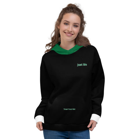 Hoodies4You "Just Me" Black w/White Cuffs and Forest Green Hood (SP)