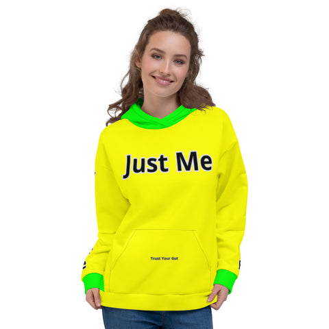 Hoodies4you "Just Me" "Trust Your Gut" Yellow w/Neon Green Cuffs and Hood
