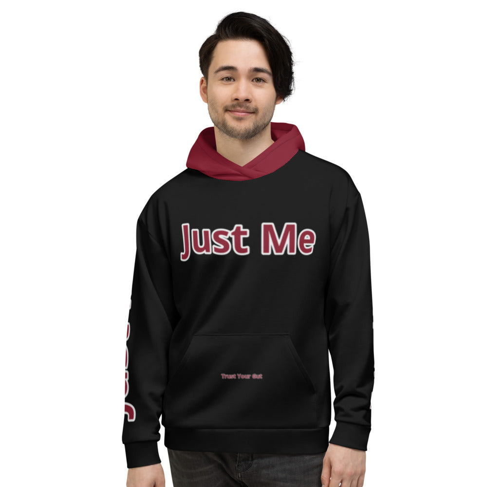 Hoodies4You "Just Me" "Trust Your Gut" Black w/Ruby Red Hood