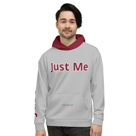 Hoodies4You "Just Me" "Trust Your Gut" Grey w/Ruby Red Hood