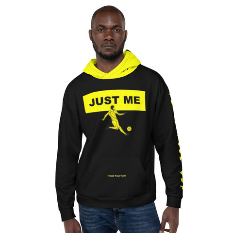 Hoodies4You "Just Me" "Trust Your Gut" Soccer Black w/Yellow and Black Hood