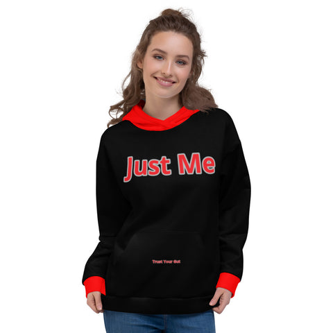 Hoodies4you "Just Me" Black w/Red Cuffs and Hood