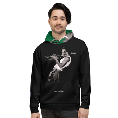Hoodies4you "Just Me" "Trust Your Gut" Miles Davis Black w/Forest Green Hood
