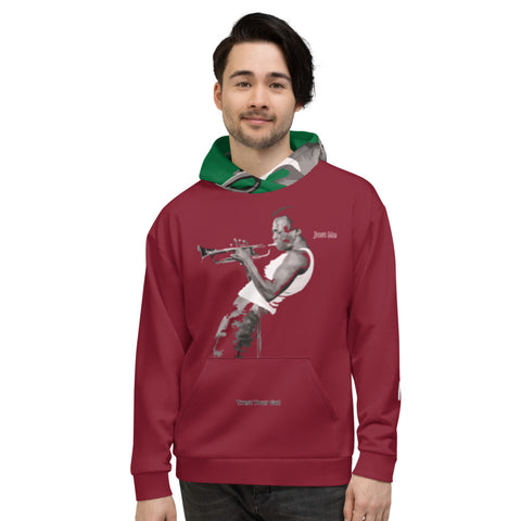 Hoodies4you "Just Me" "Trust Your Gut" Miles Davis Ruby Red w/Forest Green Hood