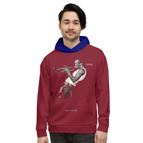 Hoodies4you "Just Me" "Trust Your Gut" Miles Davis Ruby Red w/Blue Hood