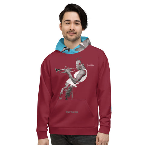 Hoodies4you "Just Me" "Trust Your Gut" Miles Davis Ruby Red w/Blue Hood