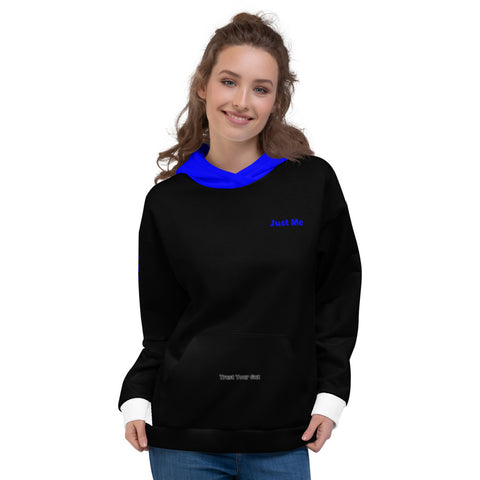 Hoodies4You "Just Me" "Trust Your Gut" Black w/White Cuffs and Blue Hood (SP)