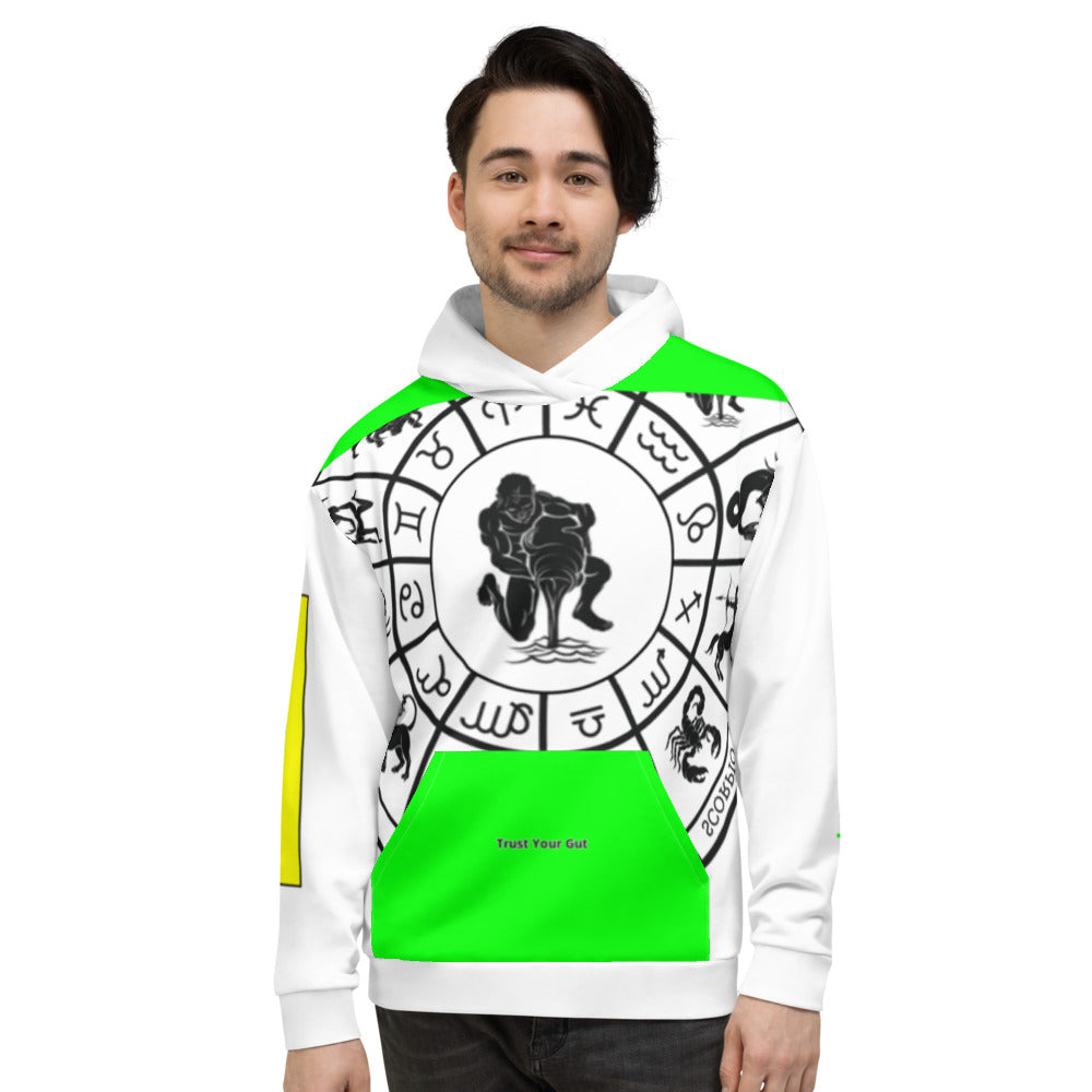 Aquarius "Just Me" "Trust You Gut" White w/White Hood, Green Pocket