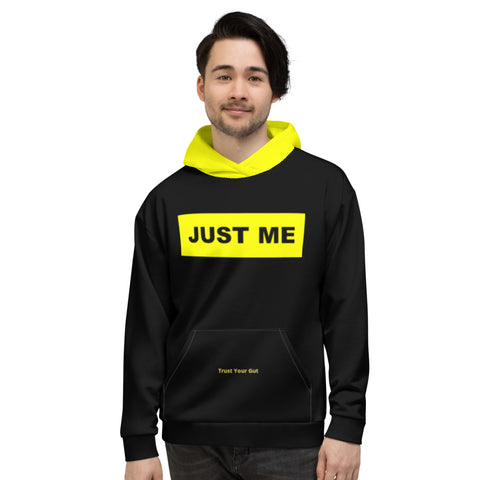 Hoodies4You "Just Me" "Trust Your Gut" Black w/ Green Letter and Yellow Hood (Back Tag)