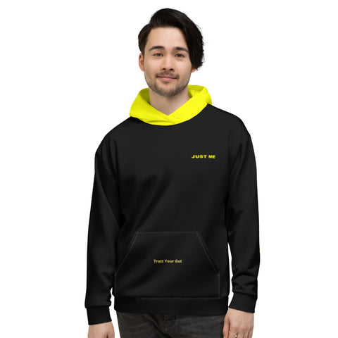 Hoodies4You "Just Me" "Trust Your Gut" Black w/Yellow Letter and Hood